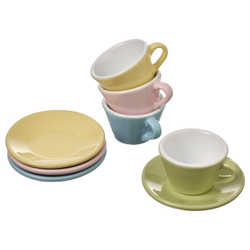 IKEA DUKTIG  (ИКЕА ДУКТИГ)  -  Игрушечный сервиз, 8 чашек/блюдец - разные цвета