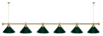 Лампа STARTBILLIARDS 6 пл. (плафоны зеленые,штанга зеленая,фурнитура золото)