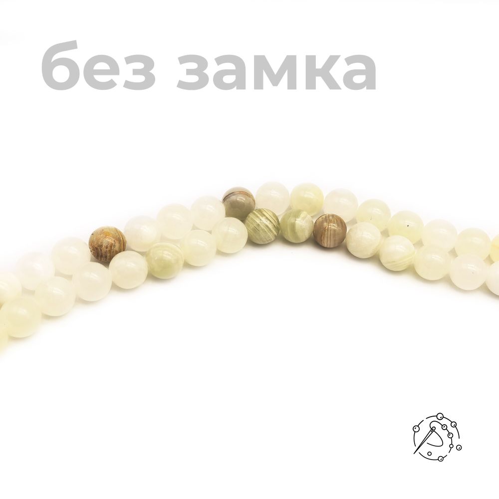 Нить бусин оникс белый 12 мм