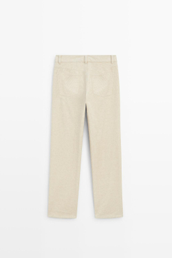 Massimo Dutti Прямые вельветовые брюки, кремовый