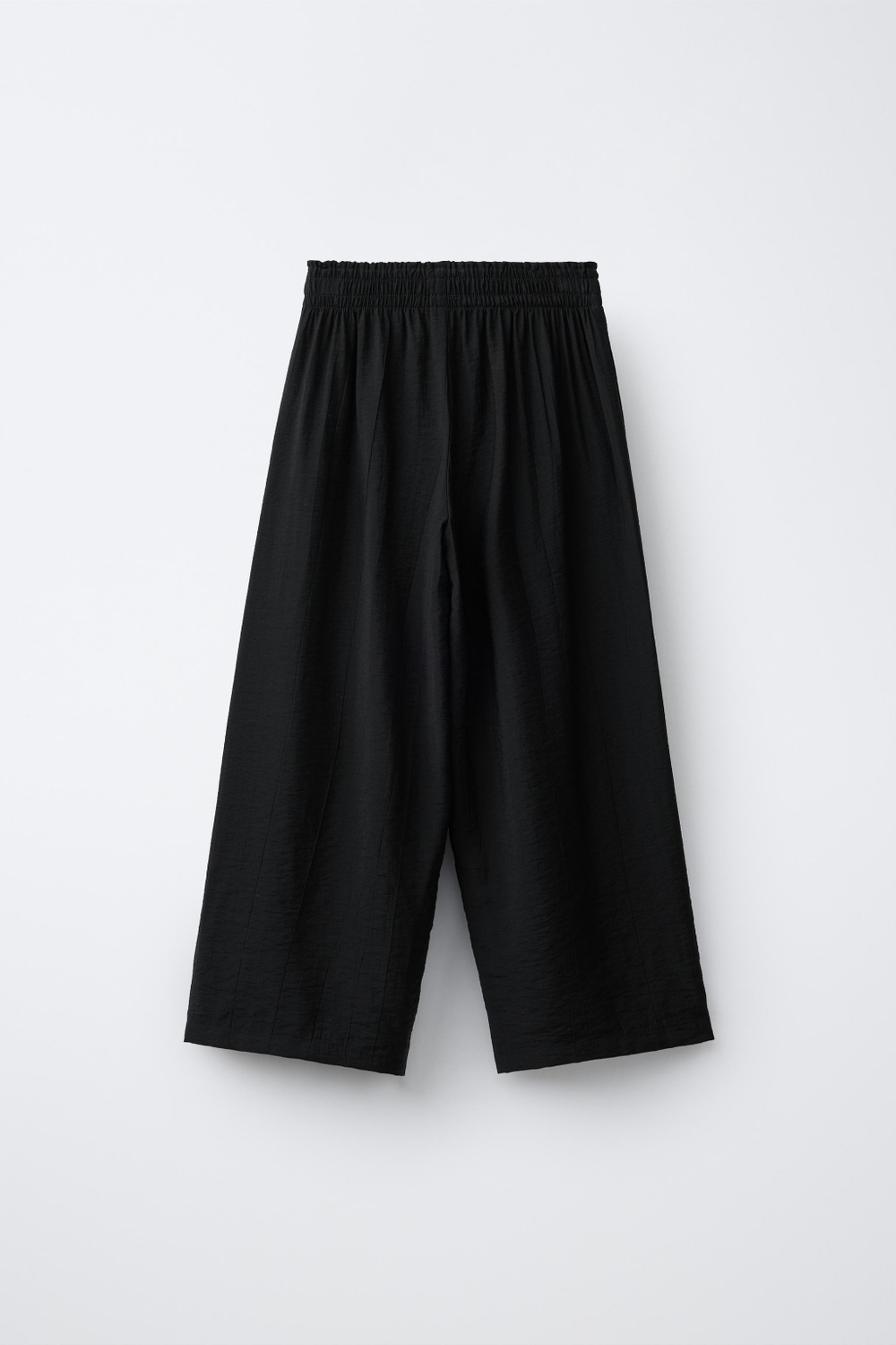 ZARA БРЮКИ WIDE LEG С ЖАТЫМ ЭФФЕКТОМ, ЧЕРНЫЙ