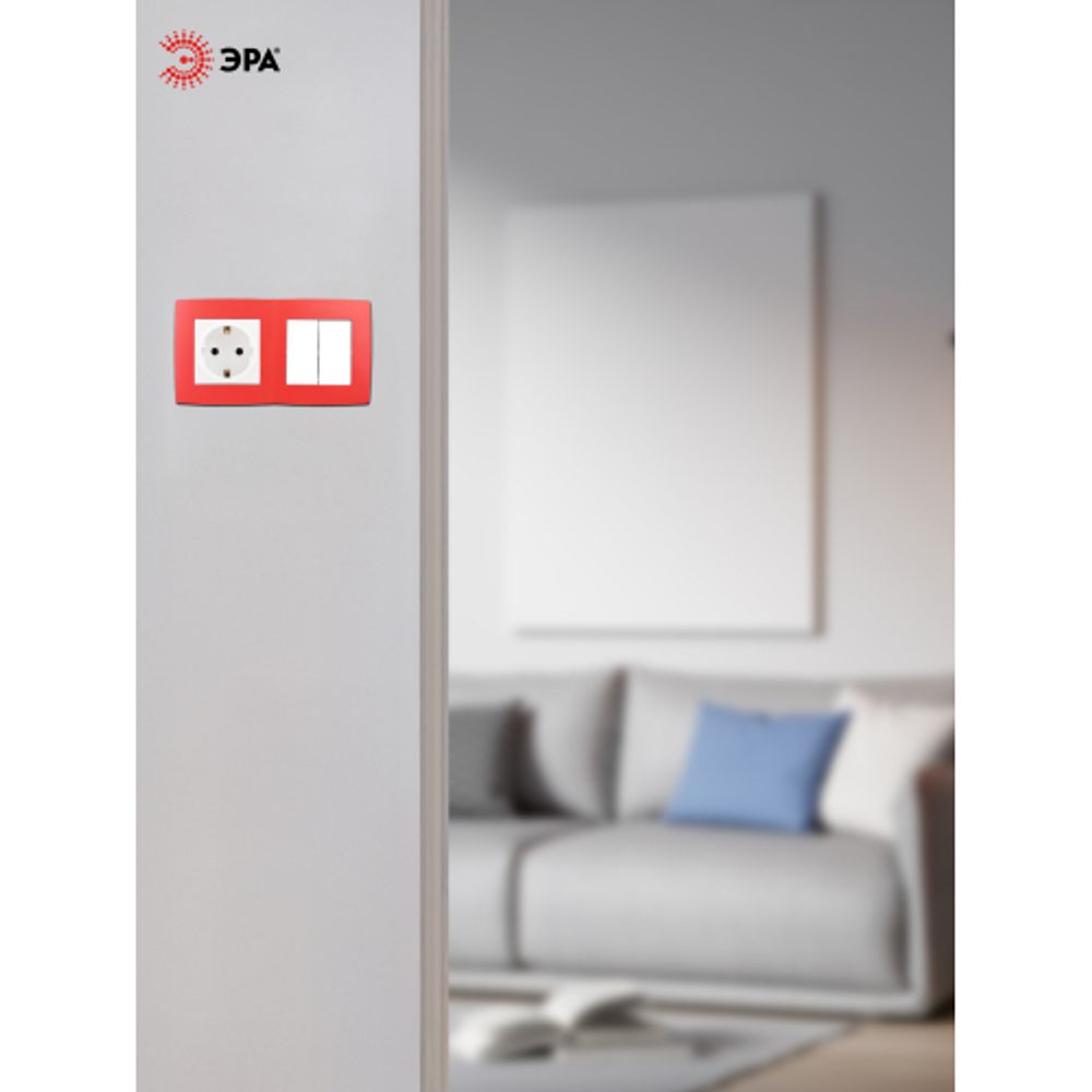 12-5002-23 ЭРА Рамка на 2 поста, Эра12, красный | Розетки и выключатели