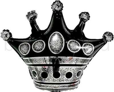 Шар (30''/76 см) Фигура, Корона, Черный, 1 шт.