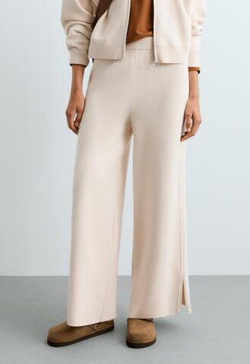 OYSHO Широкие брюки Wide leg с контрастным кантом, экрю