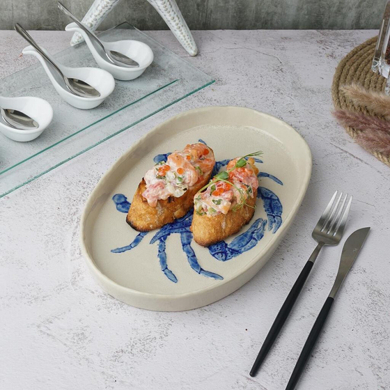 Блюдо овальное 29*18 см h2,5 см Crab Northern Blue Gray Frutti di Mare P.L. [1]
