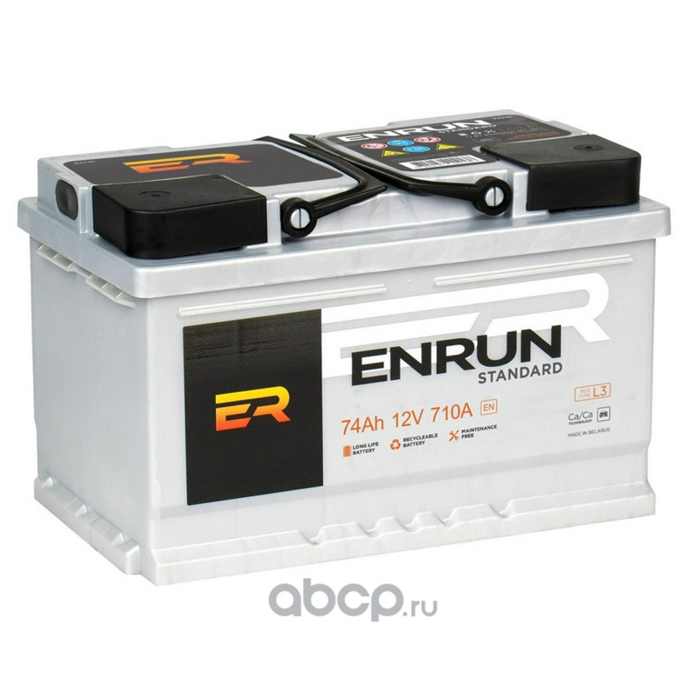 Аккумулятор ENRUN Standart 74 А/ч обратный R+ 278x175x175 LB3 EN 710 А