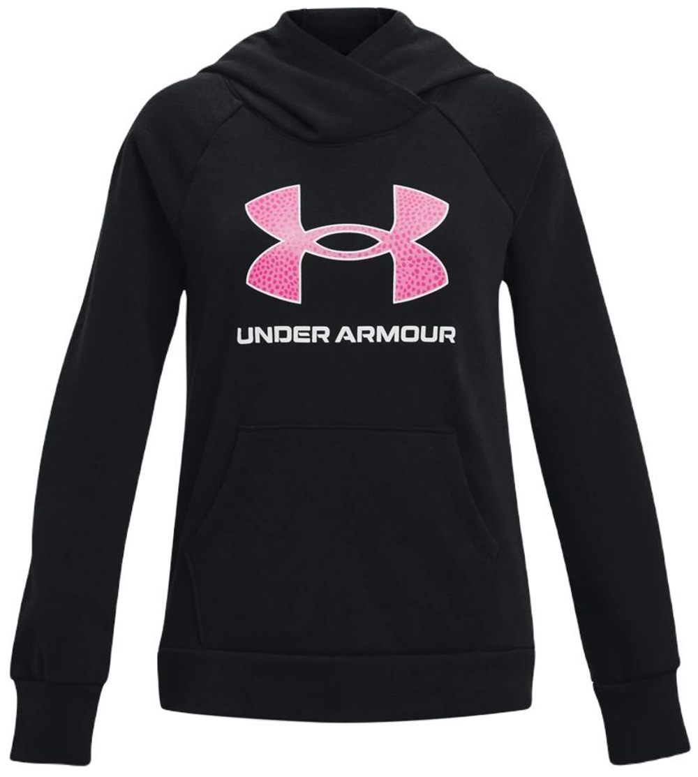 Кофта для девочки теннисная  Under Armour Girls' UA Rival Fleece Big Logo Hoodie - черный