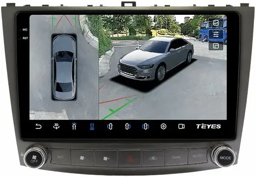 Магнитола для Lexus IS250 XE20 2005-2013 (ШГУ монохром) - Teyes CC3-2K-360 монитор 10.36" 2K QLED на Android 10, Быстрая, CarPlay, 4G SIM-слот, 4 камеры в комплекте