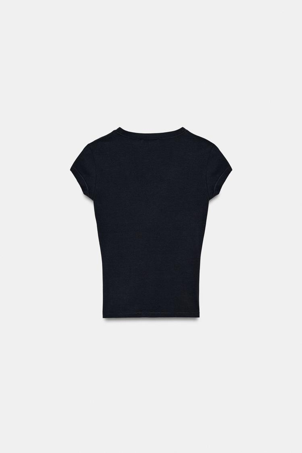 ZARA ФУТБОЛКА С V-ОБРАЗНЫМ ВЫРЕЗОМ, СВИНЦОВЫЙ