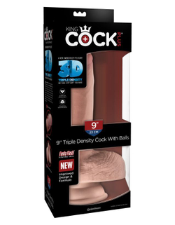 Фаллоимитатор на присоске Тройная плотность King Cock Plus 9 Triple Density Cock with Balls - Flesh