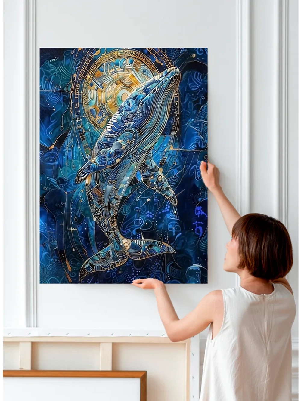 Картина "Космический кит", галерейная 50х70см 1шт.