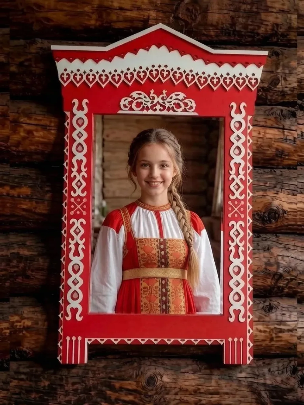 Зеркало Наличник - русское окошко №2, внутренний размер окна 20х30см