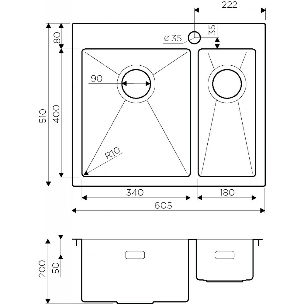 Кухонная мойка Omoikiri Akisame 60-2-IN-L