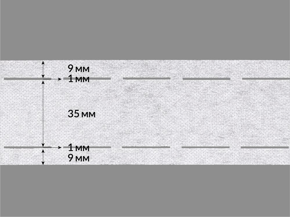 Лента корсажная клеевая перфорированная 55.0 мм / 200 метров, 60 г/м², цв. белый, 20160 9/1/35/1/9