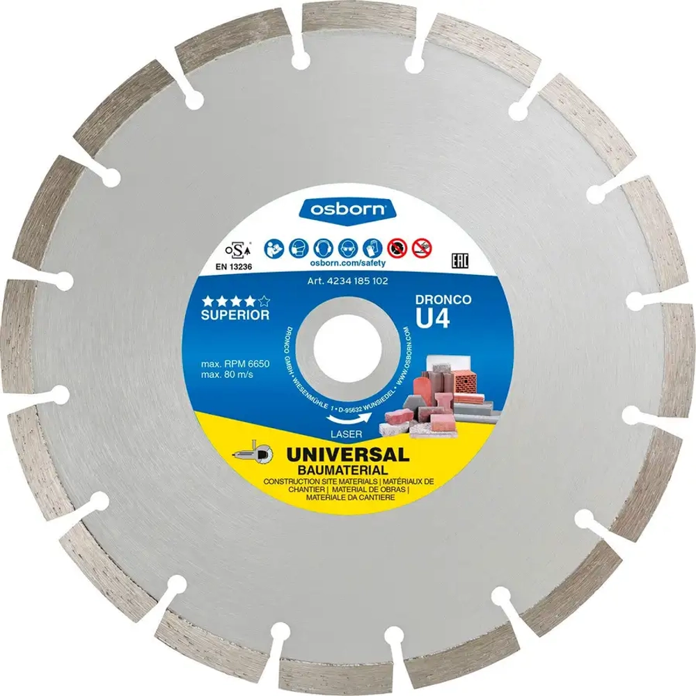 Алмазный сегментированный диск по бетону OSBORN U4 180 мм Dronco 4184185