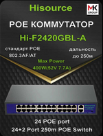 Коммутатор Hisource Hi-F2420GBL-A 24 Poe+2 Uplink