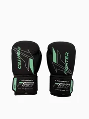 Перчатки боксерские Fighter черно-бирюзовые