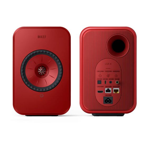 KEF LSX II Lava Red + S1 Floor Stand