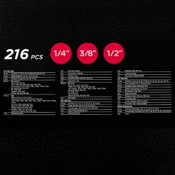 Набор инструментов 216 пр.1/4'',3/8'',1/2''(6гр.)(4-32мм) DISEN DS38841