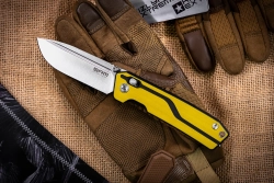 Складной нож SRM Rubik Large Satin сталь 10Cr15CoMoV рукоять Yellow/Black G10 (7228L-GW)