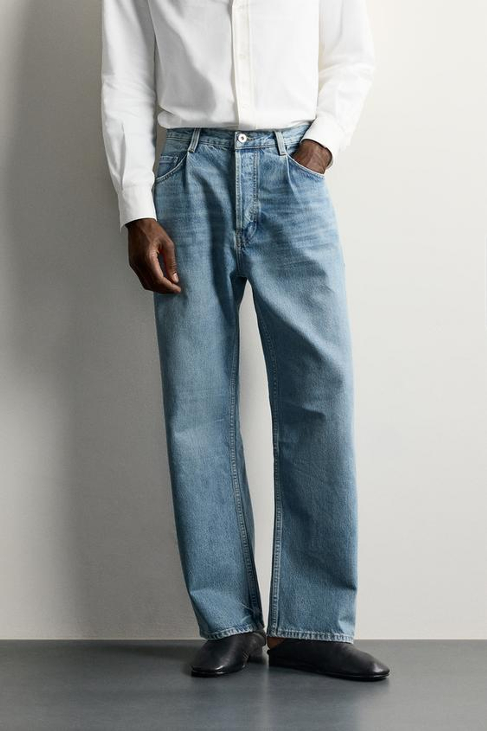 ZARA ДЖИНСЫ LOOSE FIT, ВЫЦВЕТШИЙ СИНИЙ