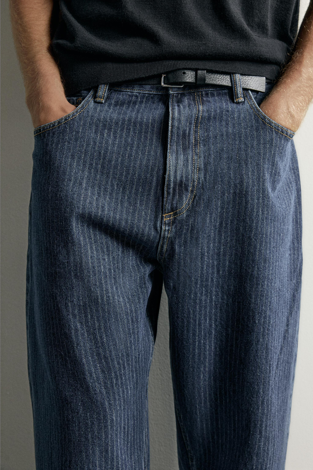 ДЖИНСЫ TAPERED WIDE FIT В ПОЛОСКУ — ZARA
