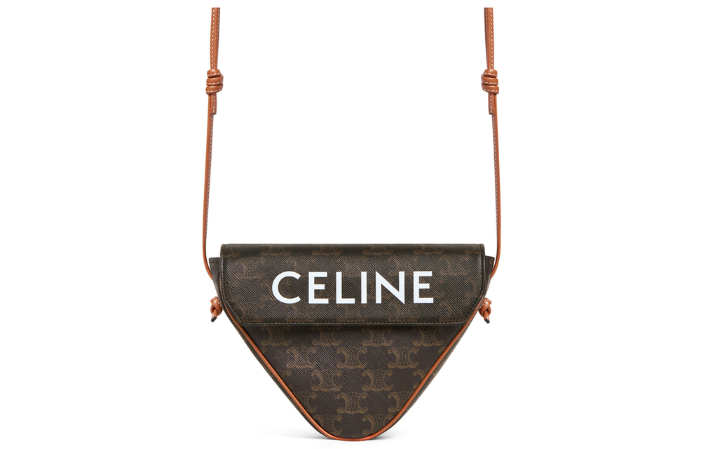 CELINE Cow Leather Triangle Bag, Shoulder Bag, Crossbody Bag Small Women"s Tawny