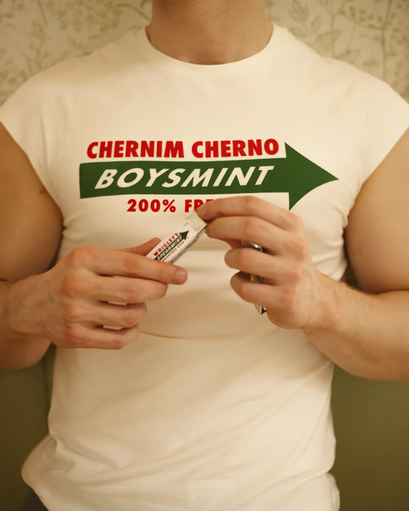 Белая футболка без рукавов "Boysmint"