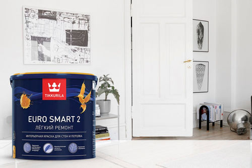 Tikkurila Euro Smart 2 Краска для стен и потолка интерьерная "База А"2,7L