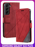 Дизайнерский чехол-книжка из кожи для SAMSUNG GALAXY S22 PLUS с отделом для наличных, 3 слотами для карт и подставкой