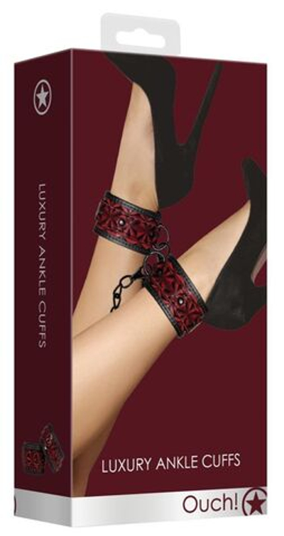 Красно-черные поножи Luxury Ankle Cuffs (Цвет: красный с черным)