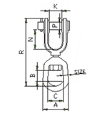 Вертлюг такелажный петля-вилка 3/4" (3265кг)