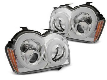 Передние фары Tube Light для Jeep Grand Cherokee WK (05-08) хромированные