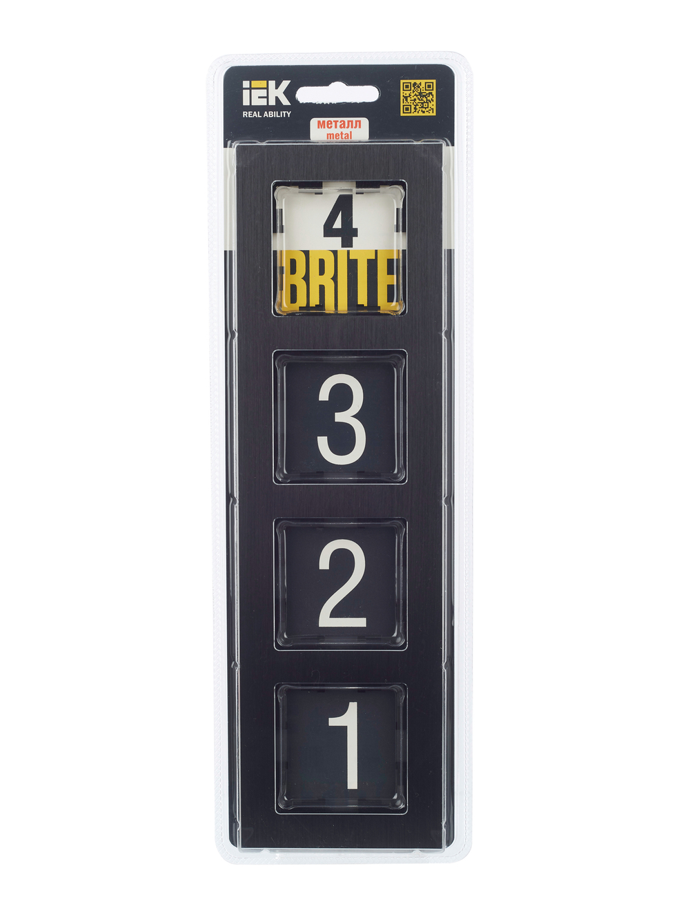 BRITE Рамка 4 -местная РУ-4-1-БрЧ металл черный IEK