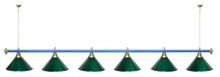 Лампа STARTBILLIARDS 6 пл. (плафоны антик медь,штанга зеленая,фурнитура золото)