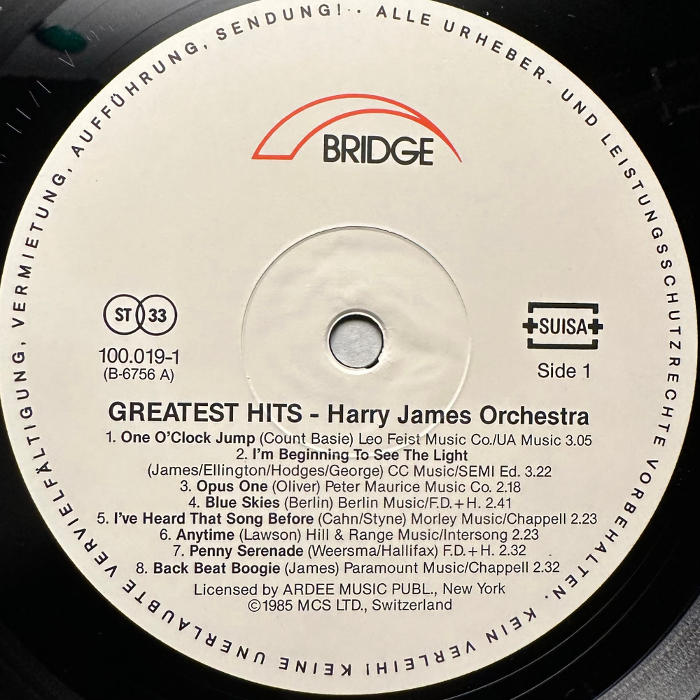 Harry James Orchestra - Greatest Hits (Швейцария 1985г.)