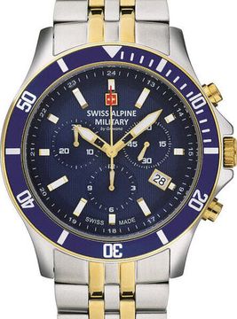 С браслетом Мужские наручные часы с серебряным браслетом Swiss Alpine Military 7022.9145 chronograph 42mm 10ATM