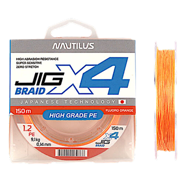 Шнур Nautilus X4 Jig Braid Fluoro Orange 150м -