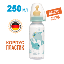 Бутылочка пластиковая NiP "Family" boy 250 мл с соской латекс для мальчика