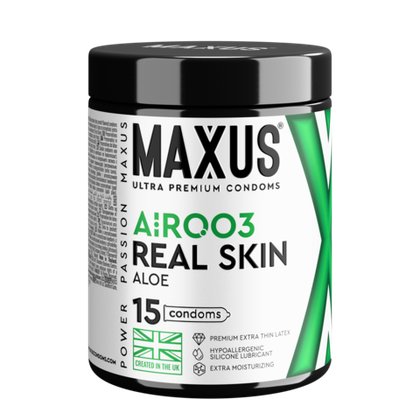 Maxus Air 003 Real Skin Aloe - Ультратонкие презервативы с алоэ, 15 шт