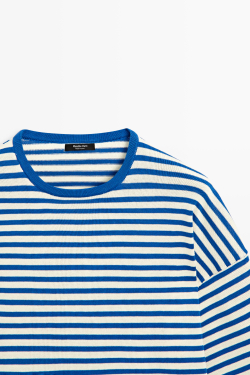 Massimo Dutti Свитер в полоску, темно-синий