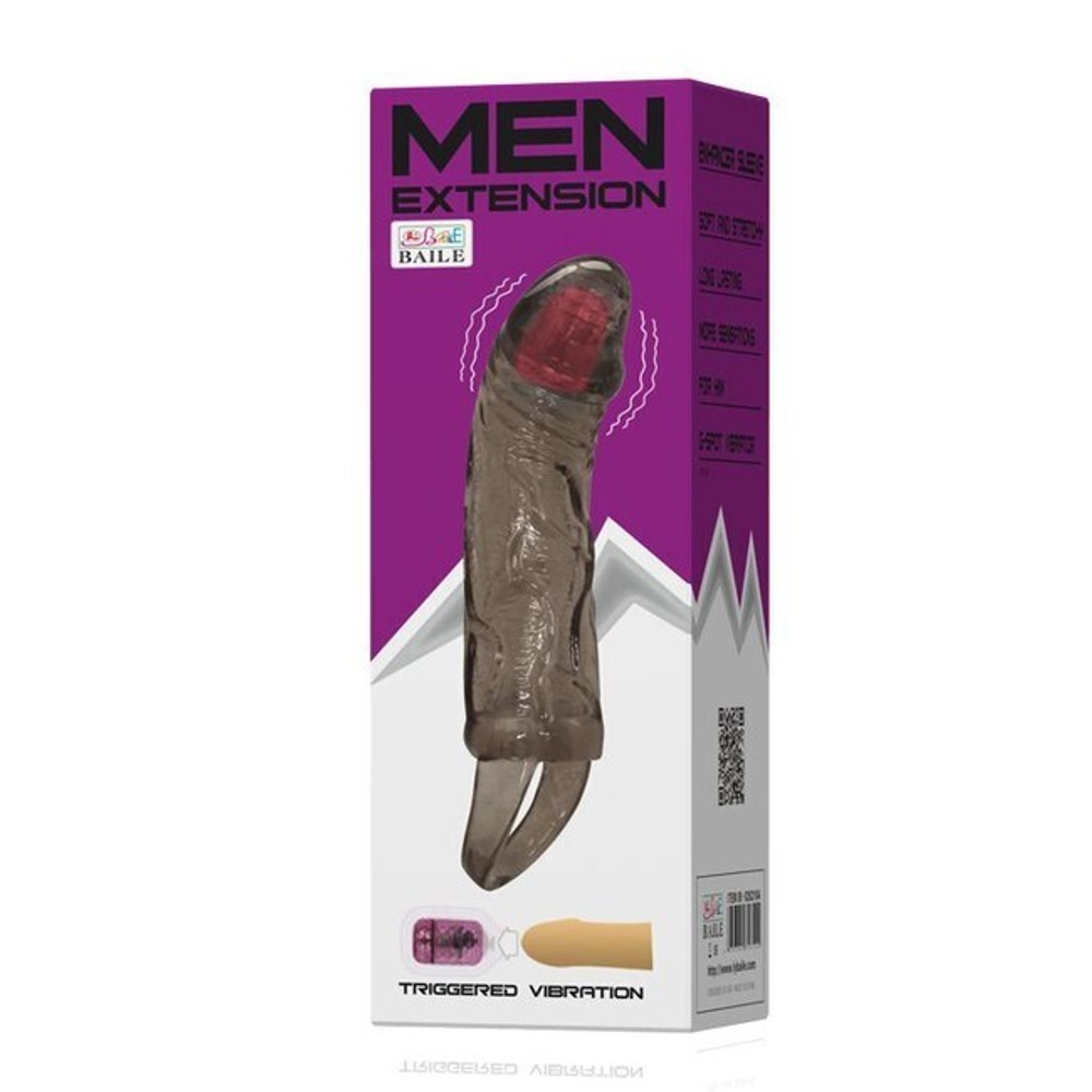 Стимулирующая насадка на пенис с внутренней вибрацией Men Extension (Цвет: дымчатый)