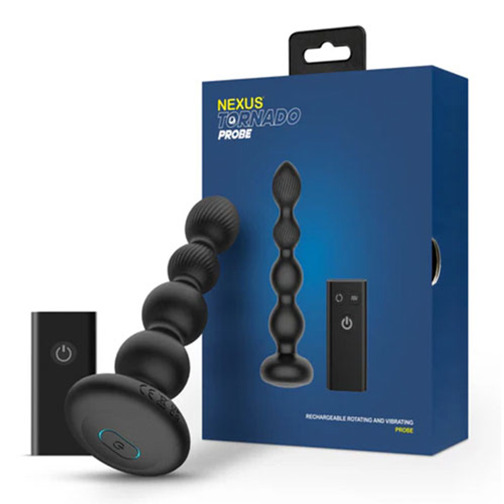 Анальная втулка с вибрацией, вращением и ПДУ NEXUS Tornado Probe Editionm