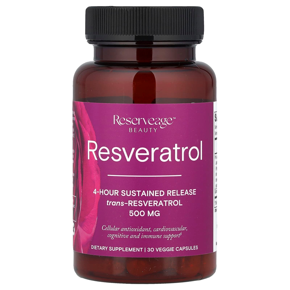Reserveage Beauty, Ресвератрол, 30 растительных капсул