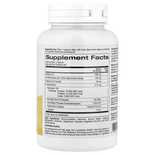 California Gold Nutrition, SimplyOne®, комплекс ферментов с бетаина гидрохлоридом, экстрактом жёлчи крупного рогатого скота, ферментами полного спектра и бромелаином, 90 капсул