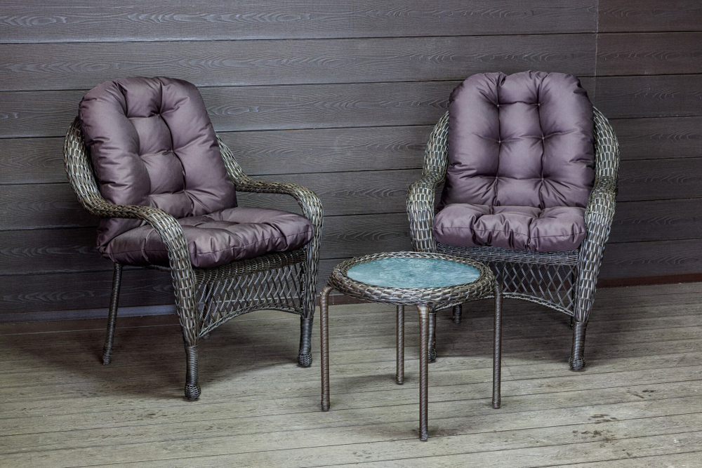 Садовый комплект из искусственного ротанга Мэдисон НЬЮ (Medison NEW) Balcony set с круглым столиком с подушками на сиденье и спинку