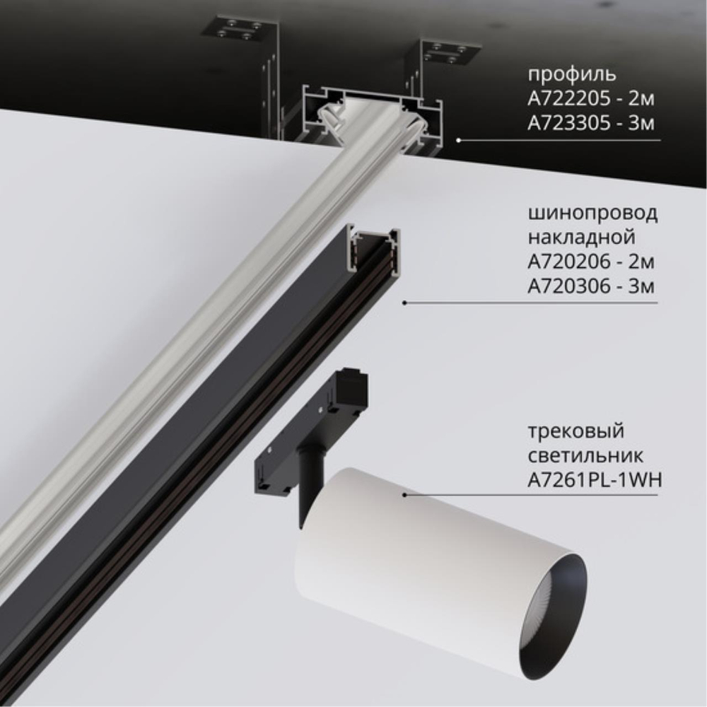 Профиль для монтажа накладного шинопровода Arte Lamp OPTIMA-ACCESSORIES A723305 3м