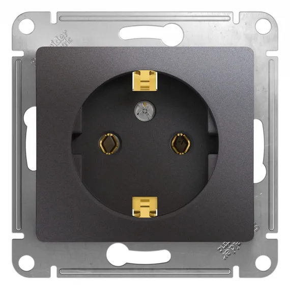 Розетка с заземлением без шторок Systeme Electric Glossa Графит GSL001343