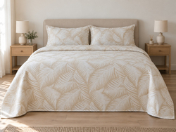 Покрывало Velora Home «Almira» 240×260 см + 2 наволочки 50×70 см, бежевый, хлопок 100%