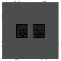 Розетка ЭРА Galaxy 15-3108-06 информационная двойная 2XRJ45 IP20 графит | Эра Galaxy